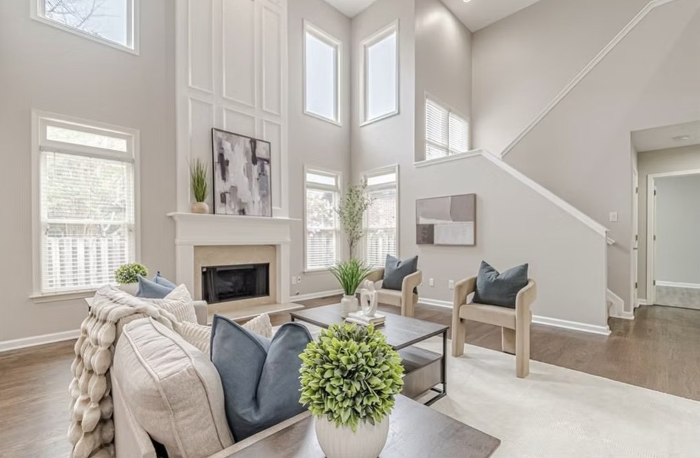 Staged neutral great room